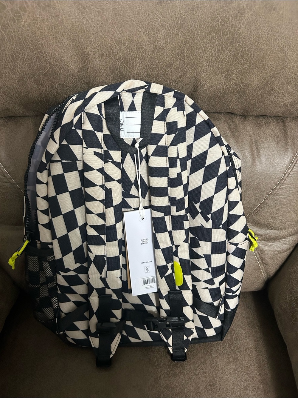 Herschel Supply Company Cream & Black Geometric Check Backpack - Picture 5 of 6